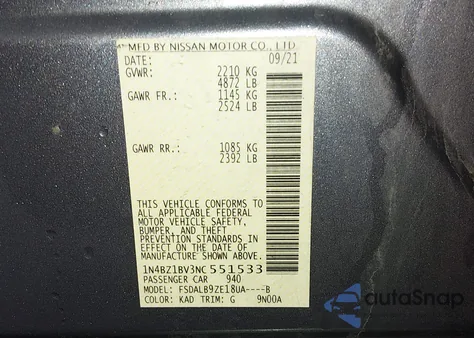 2022 Nissan Leaf S Plus 62 Kwh from USA, damaged, VIN 1N4BZ1BV3NC551533